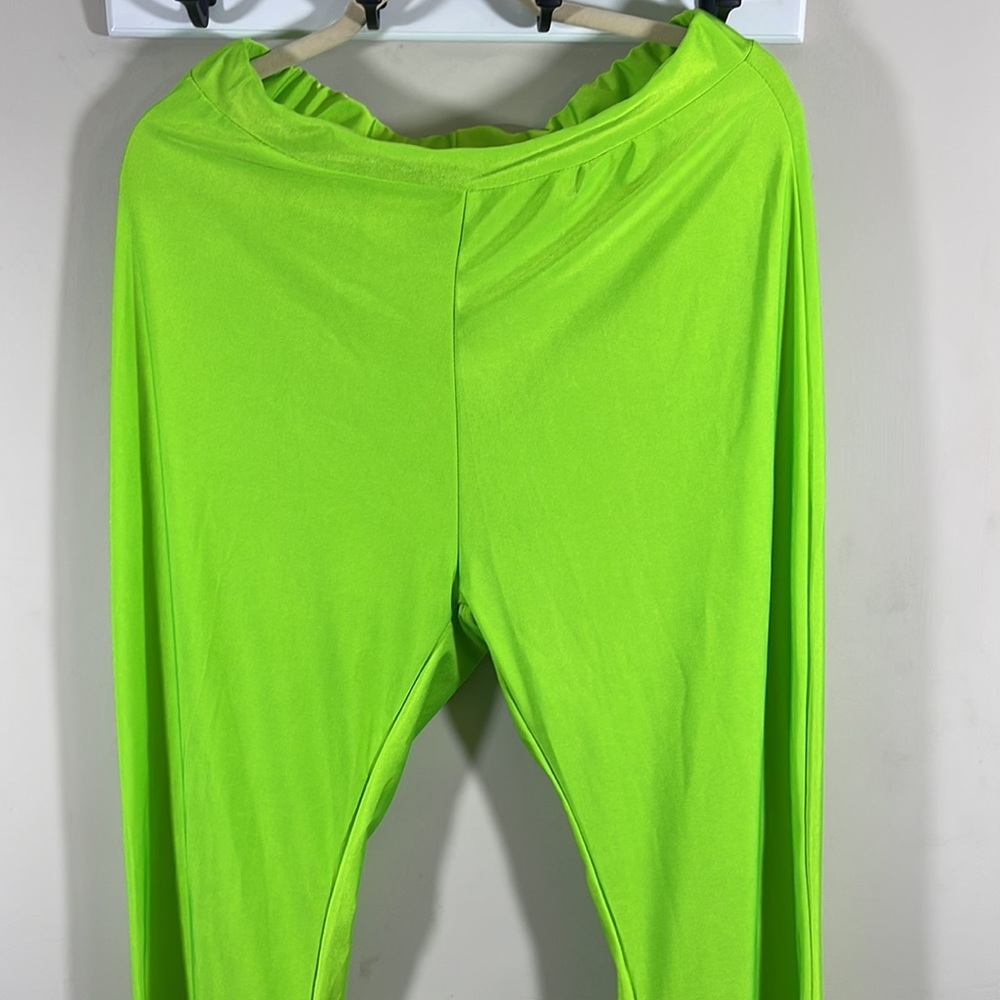 Neon Lime Wide Leg Pants & Crop Top Set - Picture 3 of 9